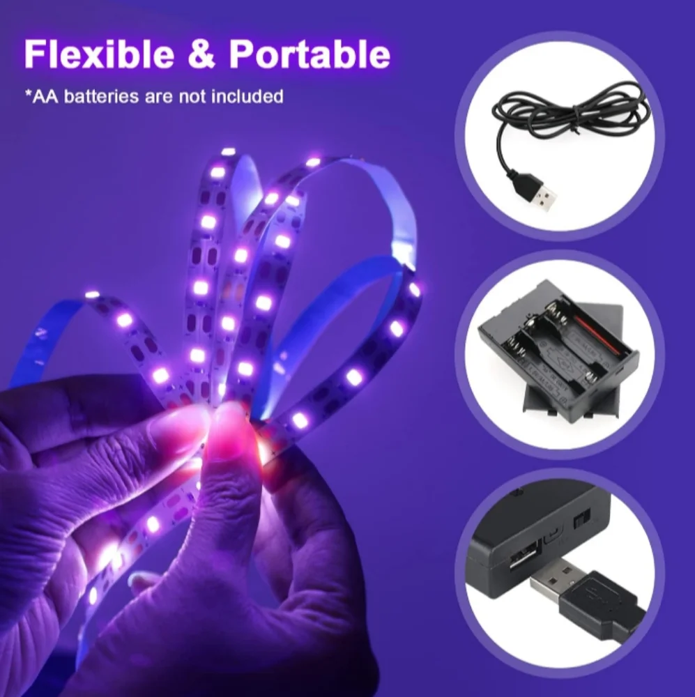 2Pack Blacklight Black Lights String Wall Light Up Wall Art Tapestry Party Night